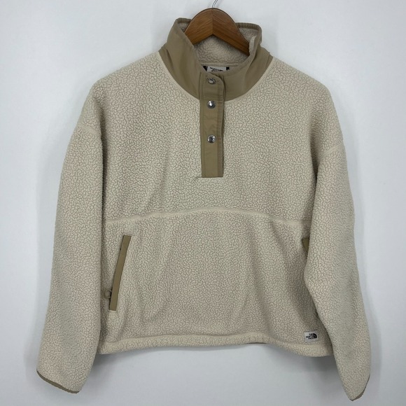 The North Face Cragmont 1/4 Snap Jacket Women's M Beige Sherpa Pullover - Picture 1 of 10